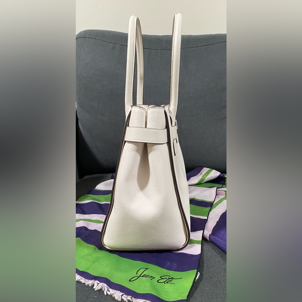 Kate Spade ♠️ Lucia Medium Crossbody Leather Satchel in Parchment (White) - Picture 7 of 17